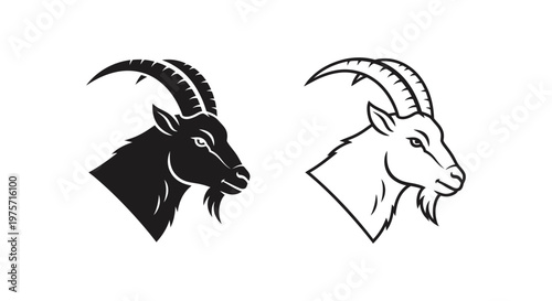Stylish Goat Head Symbols for Branding  Logo Design Vector