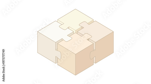 Jigsaw puzzle pieces connected cube.