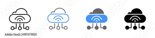 Modern Cloud Technology and Internet of Things IoT Icon Vector Illustration Editable