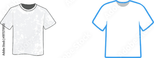 A minimalist, flat vector illustration of a simple white t-shirt with sharp clean contours against a pure white background