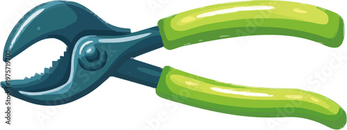 A professional descriptive sentence: This flat vector illustration of a garden lopper features sharp clean contours with industrial colors on a pure white background, optimized for high precision