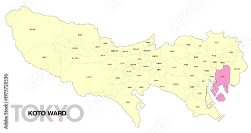 [日本地図] 東京都江東区の市区町村名入り位置地図