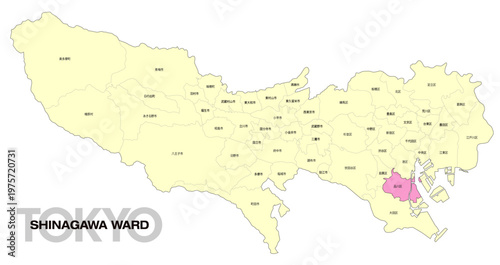 [日本地図] 東京都品川区の市区町村名入り位置地図