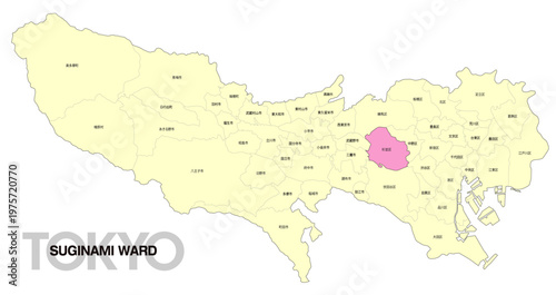 [日本地図] 東京都杉並区の市区町村名入り位置地図