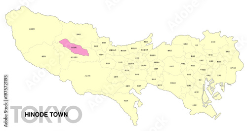 [日本地図] 東京都日の出町の市区町村名入り位置地図