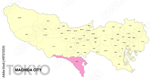 [日本地図] 東京都町田市の市区町村名入り位置地図 