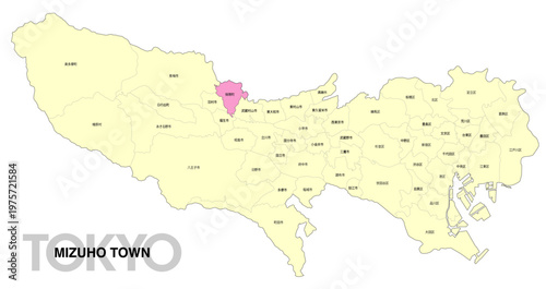 [日本地図] 東京都瑞穂町の市区町村名入り位置地図 