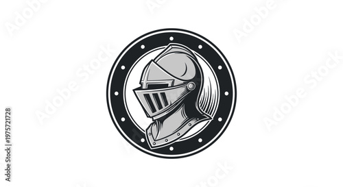 Medieval Knight Helmet Emblem - Vintage Heraldic Design