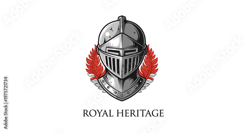 Medieval Knight Helmet Emblem with Laurel Wreath Decoration