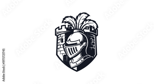 Medieval Knight Helmet Heraldry Shield Emblem Design