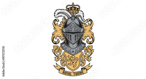 Medieval Knight Helmet Heraldry Crest Emblem Design