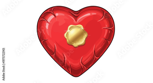 Red Heart with Gold Center Symbol.