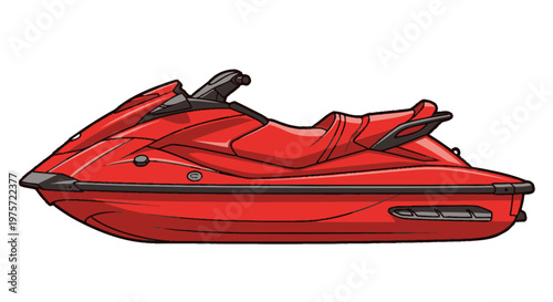 Red Jet Ski Water Vehicle.