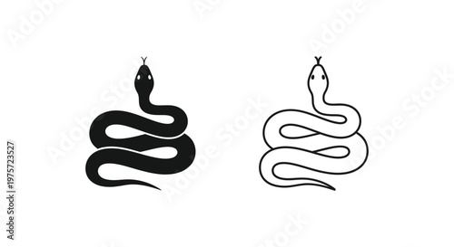 Black and White Snake Symbols Design Vector Art Vector