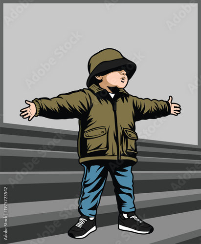 ultras boy casual hooligan football fans in the stands sticker logo flag vector design