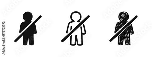 Restricted Person Icon Set. No entry, ban, or not allowed symbol in various styles.