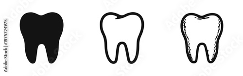 Tooth icon set. Symbol of dental health, dentistry, and oral care.