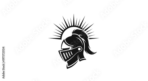 Medieval Knight Helmet Profile Illustration - Strength and Protection