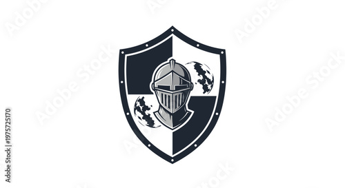 Medieval Knight Helmet Shield Emblem Design