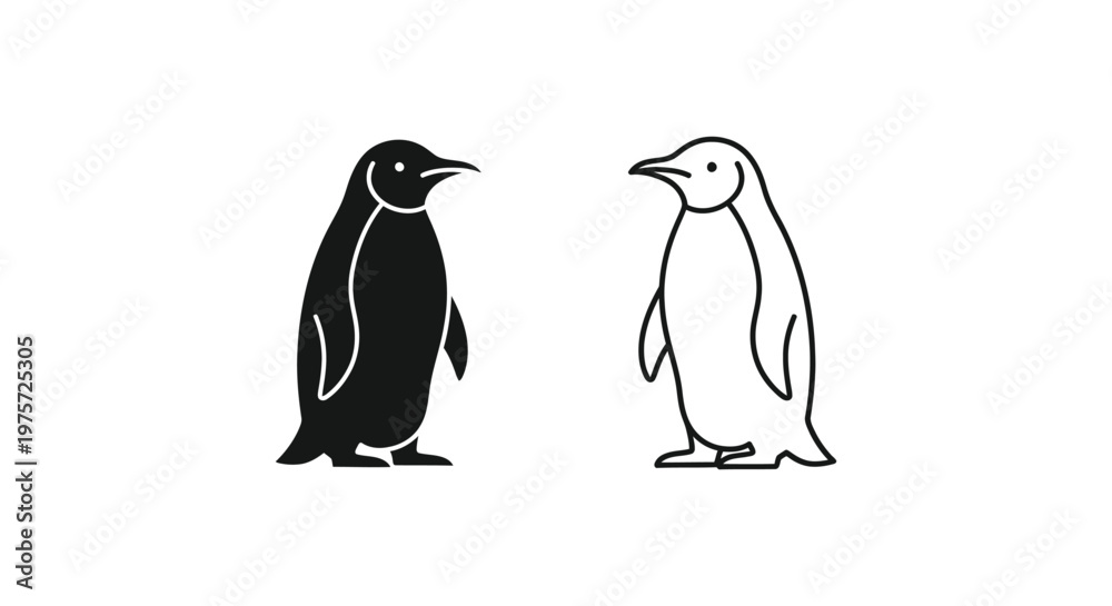 Obraz premium Penguin Icons Simple Black White Designs Vector