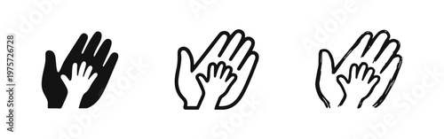 Adult Hand Holding Child's Hand Icons - Parental Care and Guidance
