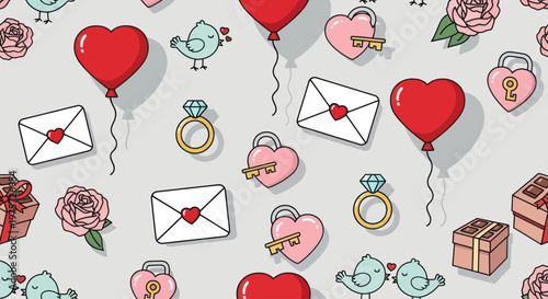 Valentines Day love heart symbols.