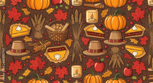 Pilgrim hats and fall harvest items.
