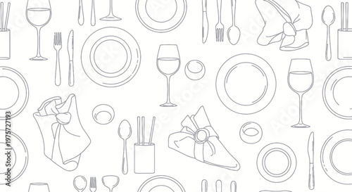 Table setting with wine glasses plates.