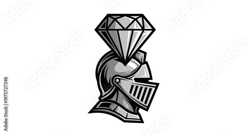 Medieval Knight Helmet with Diamond Crest, Heraldic Symbol