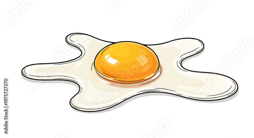 Cracked Raw Egg with Yolk and White Vector Illustration