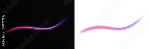 Red and blue light trails with dynamic motion blur effect. Sense of speed and energy flow for cyberpunk or AI backgrounds PNG. Transparent background light streaks for digital art.