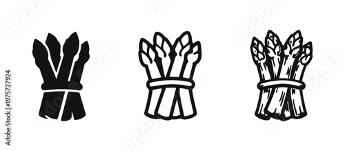 Asparagus Bunch Icons Set. Healthy Vegetable, Vegan and Organic Nutrition Vector Graphic for Spring Food