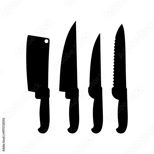 Kitchen Knife Silhouettes – Chef & Cleaver Icons.