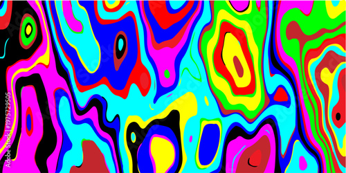 abstract contours and hypnotic fluid patterns vibrant psychedelic liquid waves flowing through a surreal neon dreamscape with dynamic
