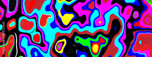 abstract contours and hypnotic fluid patterns vibrant psychedelic liquid waves flowing through a surreal neon dreamscape with dynamic