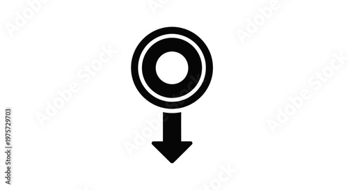 Black and white pointer icon with arrow pointing downwards for guidance
