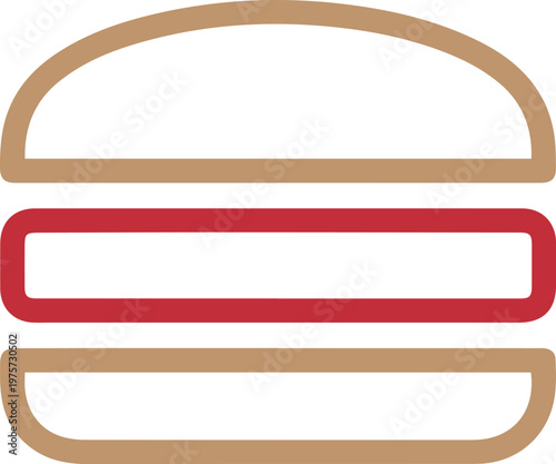 Minimalist Burger Icon on White Background, Clean Fast Food Symbol