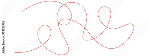 Complex looping squiggly line with dynamic curves, abstract decorative swirl element for creative expressive compositions