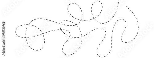 Chaotic tangled looping line with irregular flow, abstract scribble doodle element representing disorder and complexity