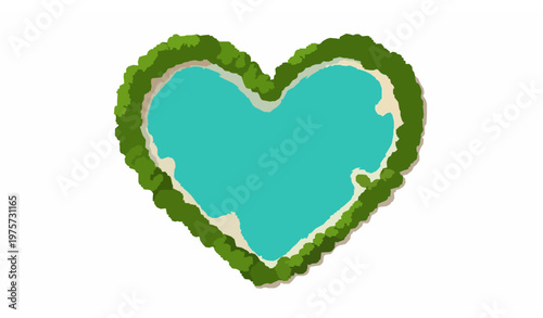 Obraz na płótnie Heart Lagoon Tropical Islands Nature Love Concept Aerial Vector Travel Landscape
