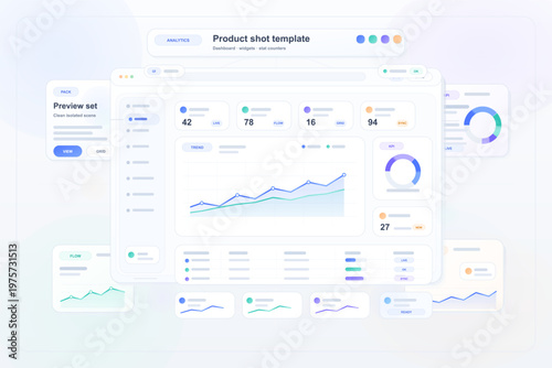 This shows a digital dashboard with graphs and numbers. It includes analytics and trends over time. The layout includes charts and data metrics. It looks modern and organized.