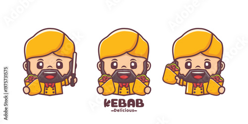 bearded male chef with kebab
