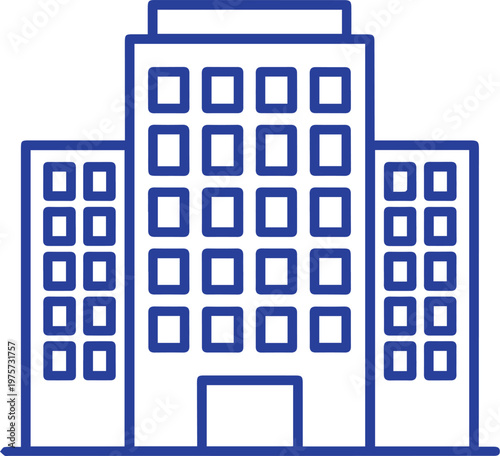 Modern Office Building Icon Line Art, Minimalist Architecture Design