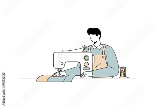 A skilled artisan skillfully uses a sewing machine to craft a piece of fabric, showcasing the art of textile creation