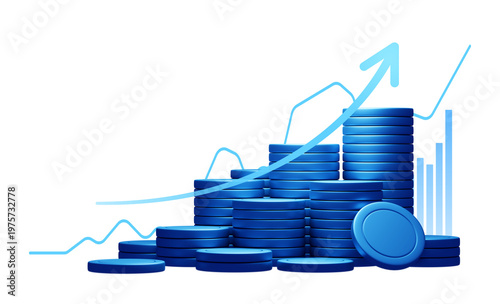 Business finance growth and investment profit success concept for economy wealth isolated png