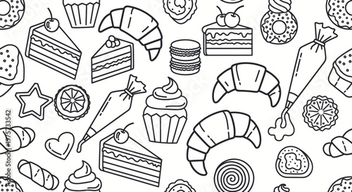 Variety of sweet baked dessert foods.