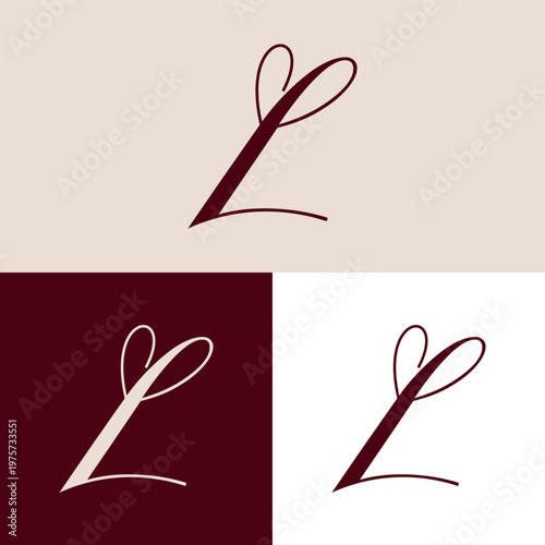 Sleek calligraphy letter L logo for luxury lifestyle branding