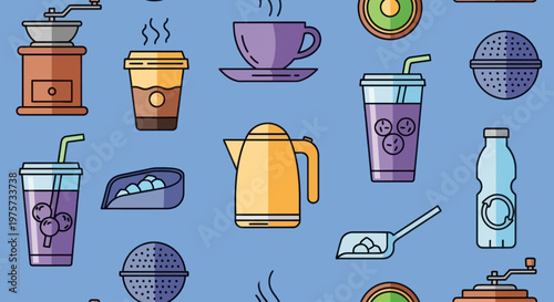 Colorful illustration of drink items.