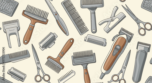 Barber tools and equipment collection.