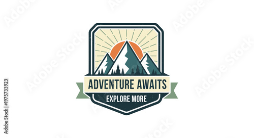 Mountain Landscape Adventure Badge - Explore the Outdoors